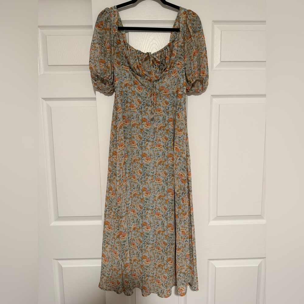 Floral Puff Sleeve Maxi Dress